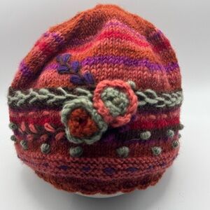 Lost Horizons Sundance Handmade Wool Knit Hat Fleece Lined Nepal Boho NWT os